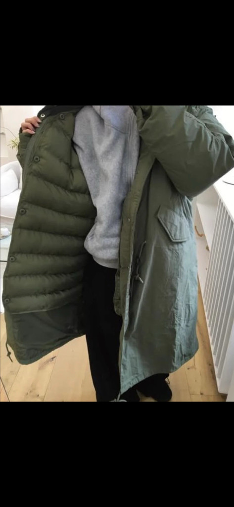 남녀공용 카키색 롱 야상점퍼 이미지