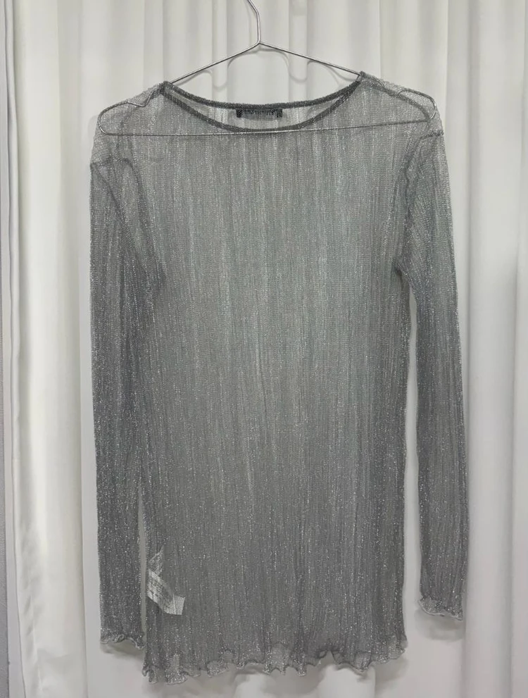 자라 시스루 실버 레이어드 긴팔티 ZARA 이미지