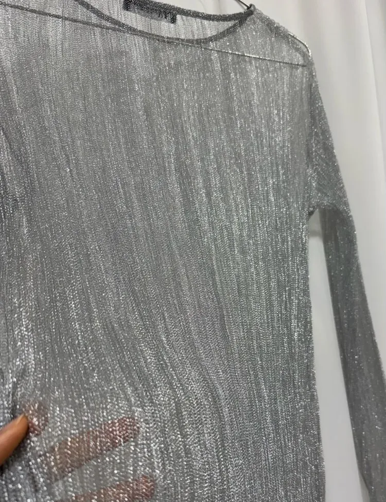 자라 시스루 실버 레이어드 긴팔티 ZARA 이미지