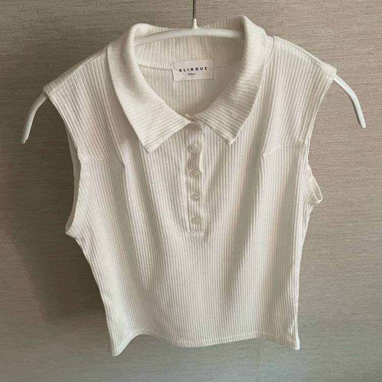 [1회 착용] 카라 민소매 골지 나시 니트 드오브 더마농 엔뉴엘 컨셉제이 이미지