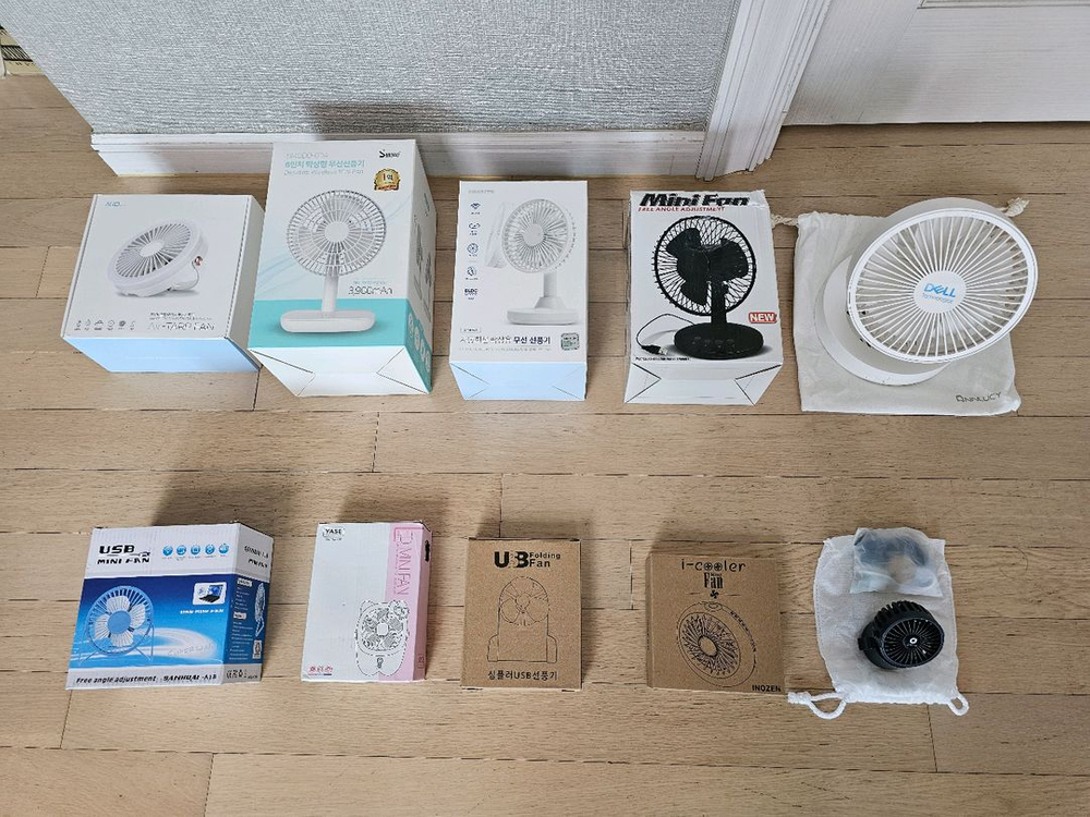 핸디(휴대용)/거치(스탠드형)/날개없는/버클형/무선 선풍기(무아스, 루메나, 알로, 오버액션) (미사용) 이미지