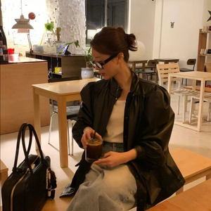 바이씨니 단독핏 레더셔링자켓 이미지