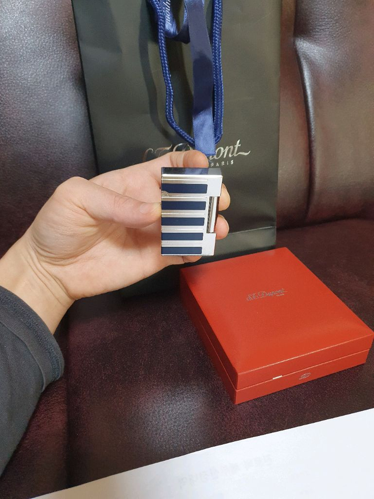 [정품,풀세트] 듀퐁라이터 라인2 ca16792 블루 래커 팔라듐 백금 듀퐁 라이타 이미지