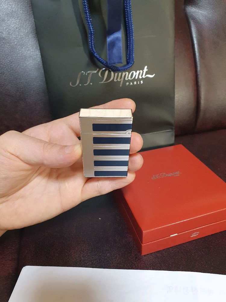 [정품,풀세트] 듀퐁라이터 라인2 ca16792 블루 래커 팔라듐 백금 듀퐁 라이타 이미지