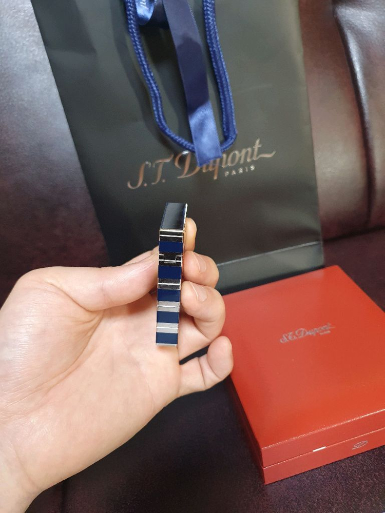 [정품,풀세트] 듀퐁라이터 라인2 ca16792 블루 래커 팔라듐 백금 듀퐁 라이타 이미지