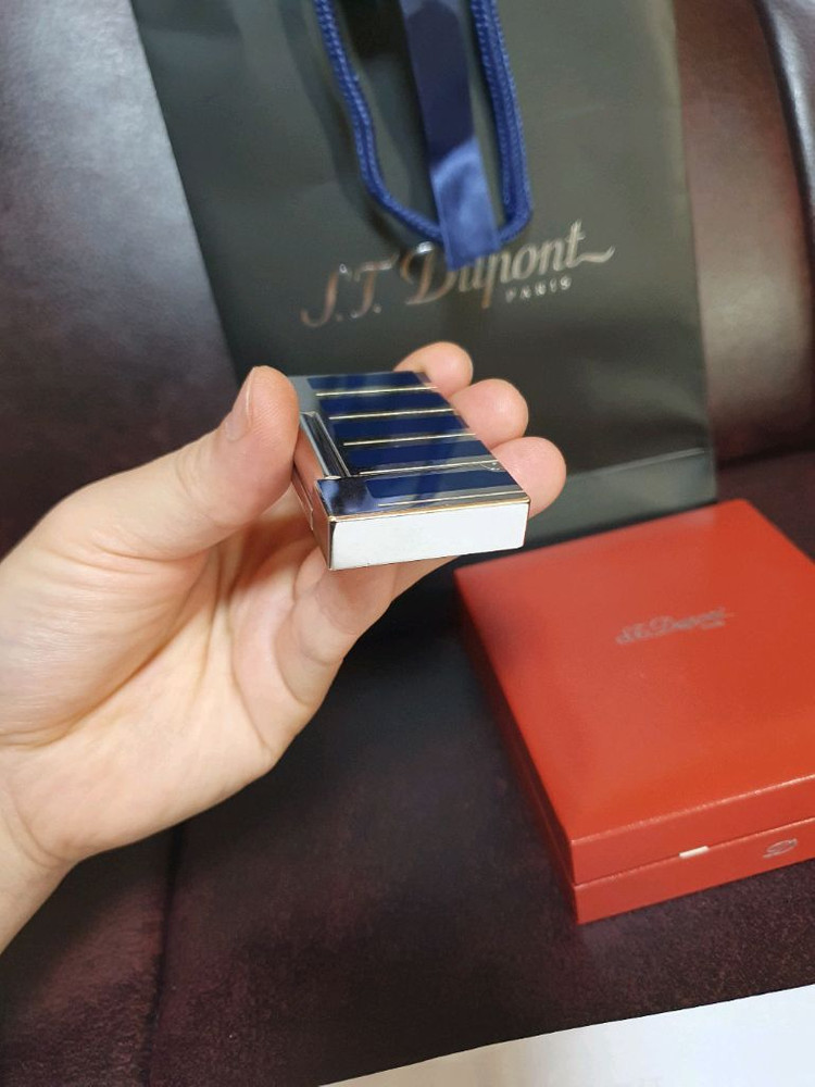 [정품,풀세트] 듀퐁라이터 라인2 ca16792 블루 래커 팔라듐 백금 듀퐁 라이타 이미지