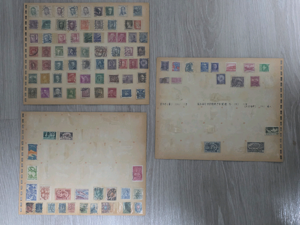 오래된 다양한 사진속 여러나라 우표 6면 일괄 이미지