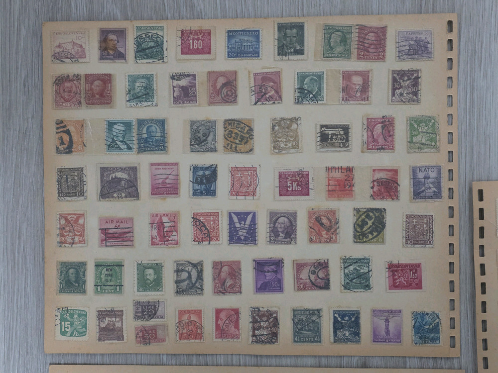 오래된 다양한 사진속 여러나라 우표 6면 일괄 이미지