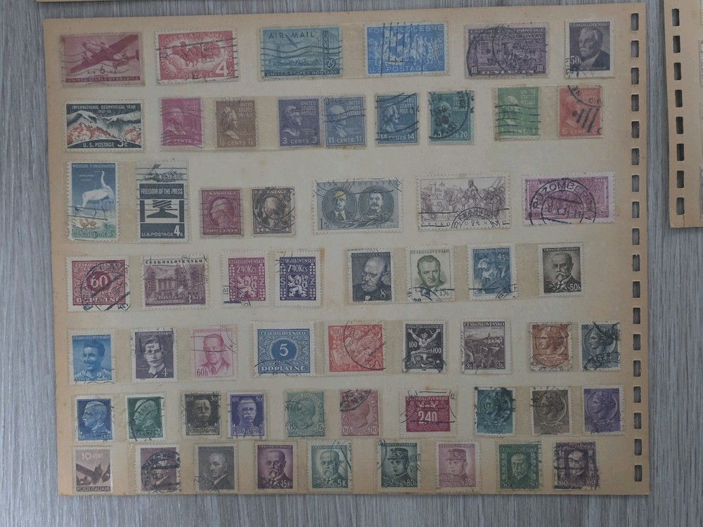 오래된 다양한 사진속 여러나라 우표 6면 일괄 이미지