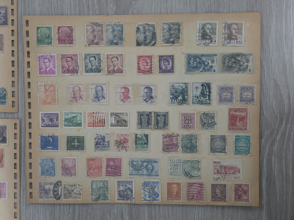 오래된 다양한 사진속 여러나라 우표 6면 일괄 이미지