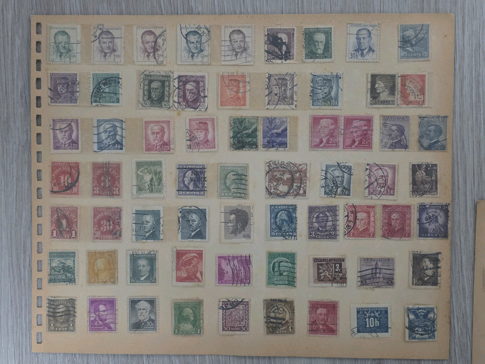 오래된 다양한 사진속 여러나라 우표 6면 일괄 이미지