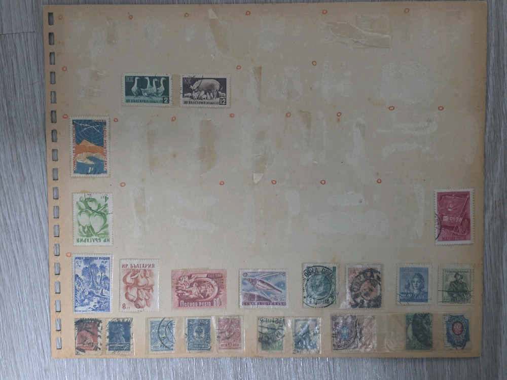 오래된 다양한 사진속 여러나라 우표 6면 일괄 이미지