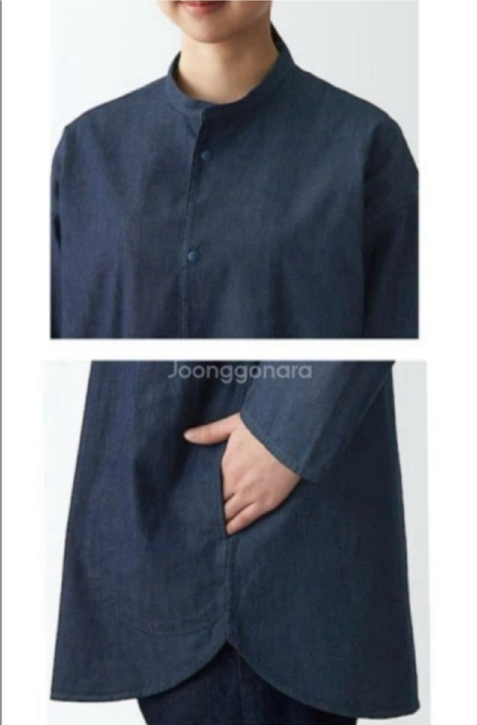 MUJI무인양품LABO[남녀공용] 데님 •롱오버 셔츠 이미지