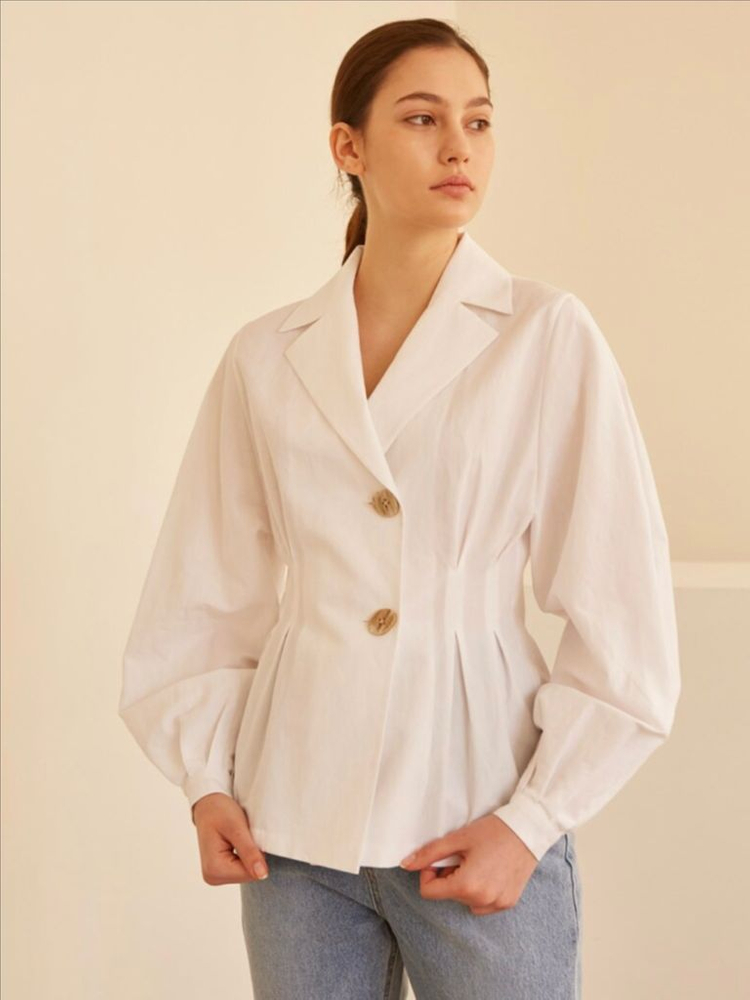 모한 블라우스 자켓 새상품 화이트 볼륨 자켓 이미지