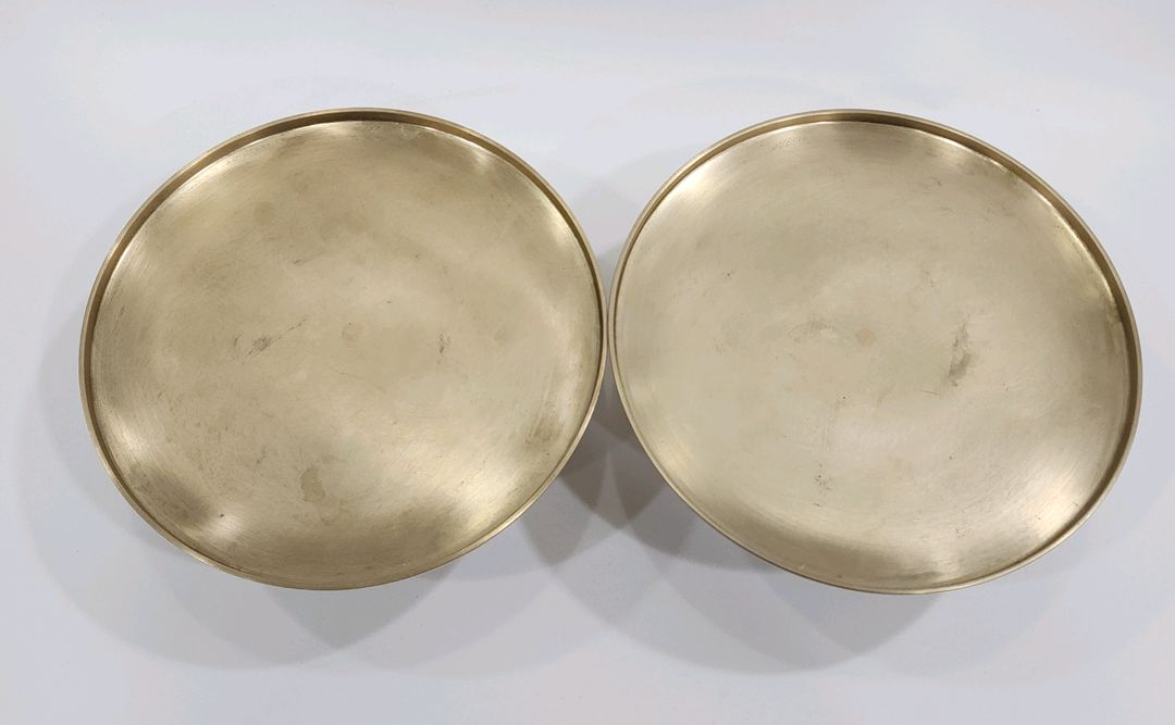 무형문화재 77호 안성마춤 놋쇠 신주유기 제기 그릇 2점. 이미지