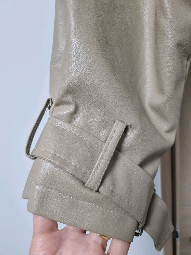 ulia 인조레더 크롭 자켓 베이지 무료배송 이미지