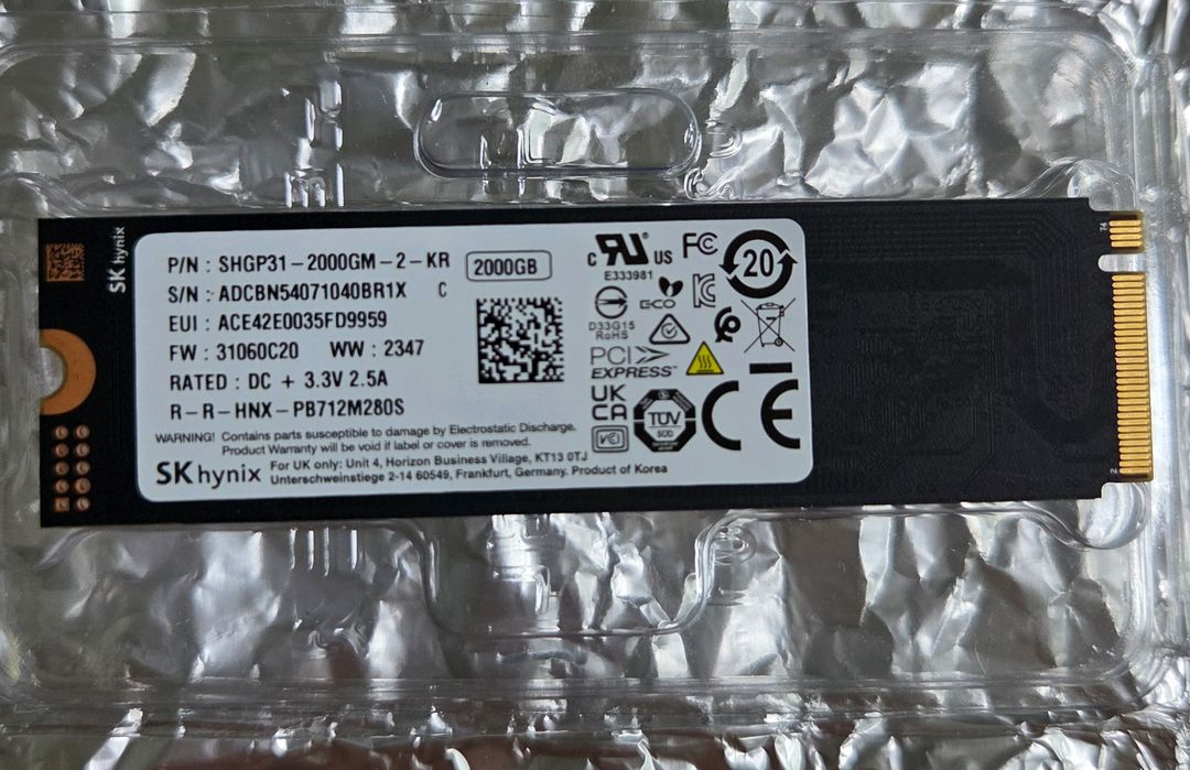 SK하이닉스 Gold P31 M.2 NVMe 2TB 국내 정발 신품급 이미지