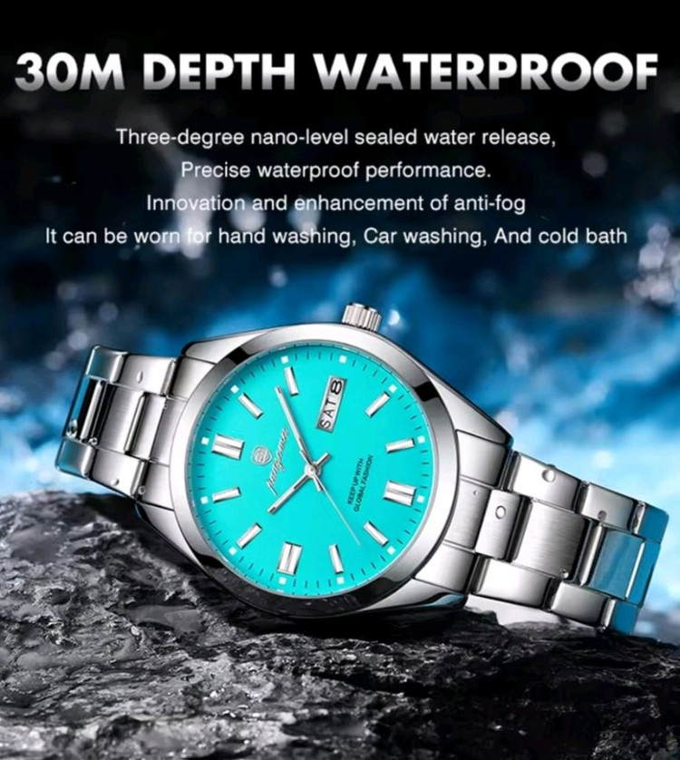 남성용 퀴츠 손목 시계 완전방수 메탈 시계입니다 이미지