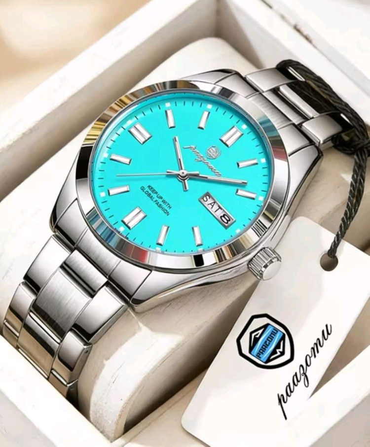 남성용 퀴츠 손목 시계 완전방수 메탈 시계입니다 이미지