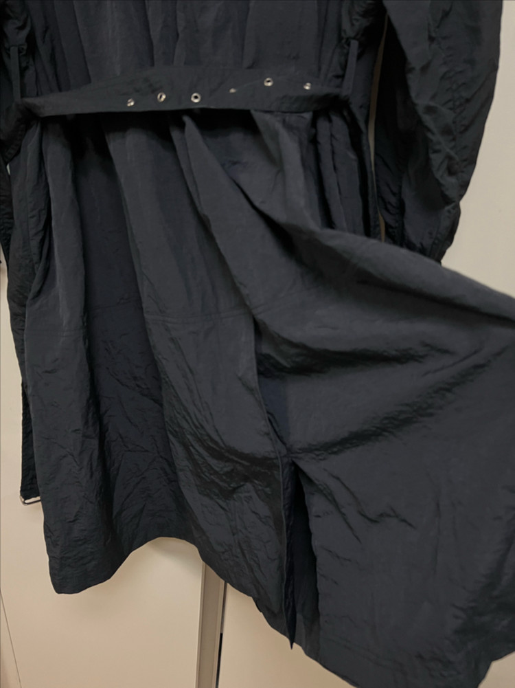 21년 한섬 시스템 SYSTEM 바스락 벨트 후드 트렌치코트 셔링 네이비 롱 간절기 점퍼 자켓 이미지