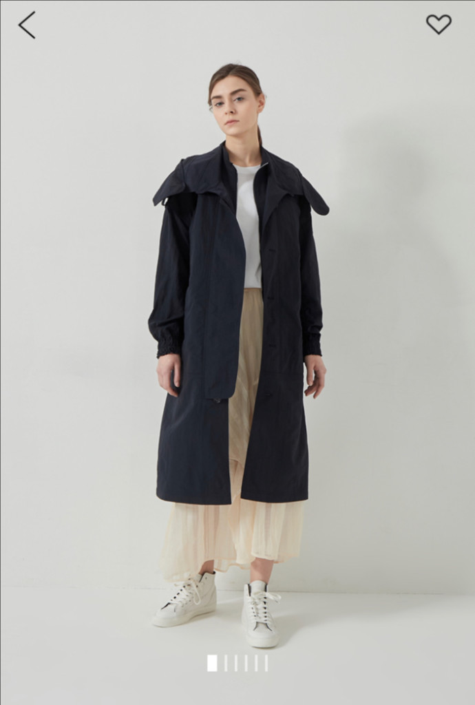 21년 한섬 시스템 SYSTEM 바스락 벨트 후드 트렌치코트 셔링 네이비 롱 간절기 점퍼 자켓 이미지