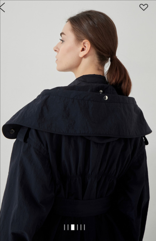 21년 한섬 시스템 SYSTEM 바스락 벨트 후드 트렌치코트 셔링 네이비 롱 간절기 점퍼 자켓 이미지