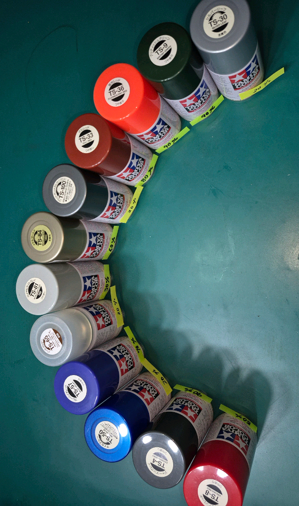 *일괄판매*프라모델전용(중고)타미야스프레이페인트*12개~바람에언덕에서 이미지