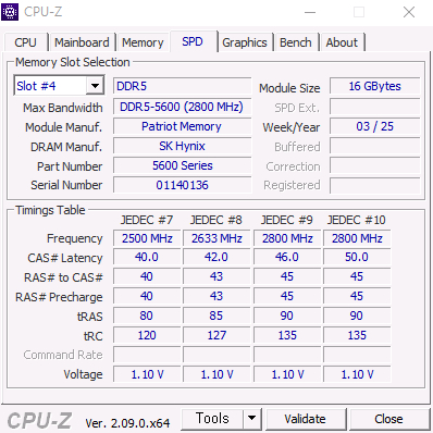 패트리어트 시그니쳐 DDR5 32GB ( 16GB x2) 5600MHz 하이닉스 A다이 언락 램 이미지