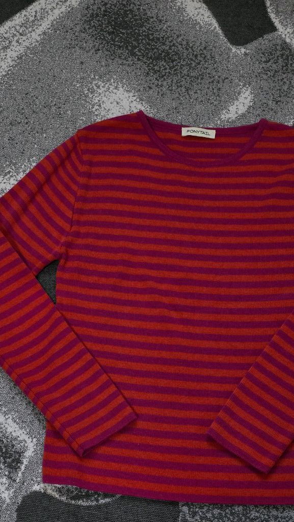 포니테일 ponytail 스트라이프 니트티 드래곤후르츠 색상 이미지