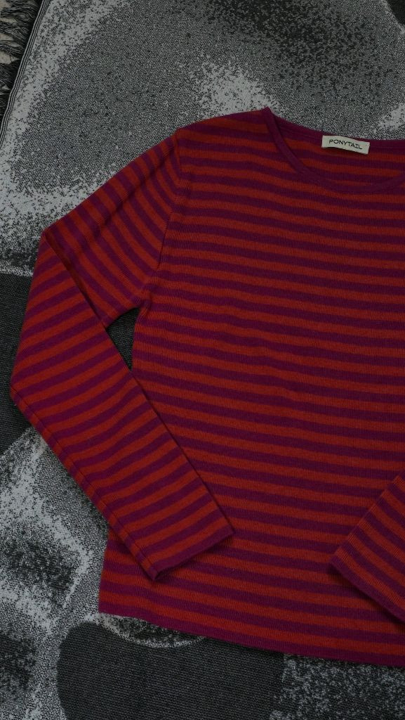 포니테일 ponytail 스트라이프 니트티 드래곤후르츠 색상 이미지