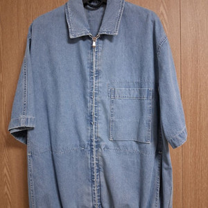 타임옴므 하프 슬리브 집업 데님 셔츠 이미지