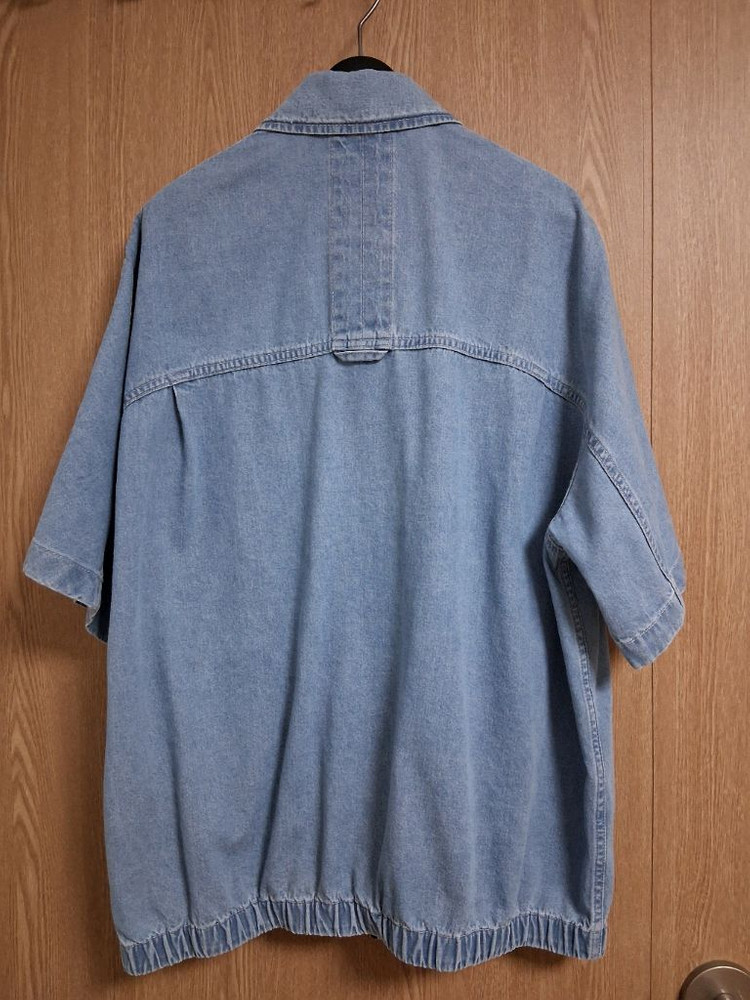 타임옴므 하프 슬리브 집업 데님 셔츠 이미지