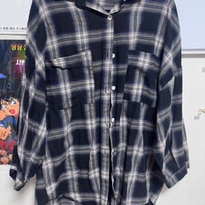 여름 체크 오버핏 남방 셔츠 이미지