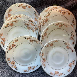 빈티지 오파롱 매화 밀크글라스 소서 그릇 접시 디저트 플레이트 이미지