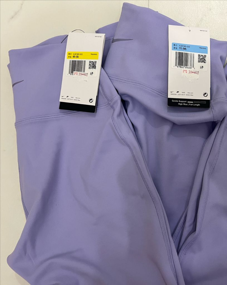 새상품! 나이키 드라이핏 연보라 레깅스 요가복 러닝 (S,M) 이미지