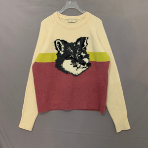 M 메종키츠네 공용 빅 폭스 헤드 컬러블록 캐시미어 니트 이미지