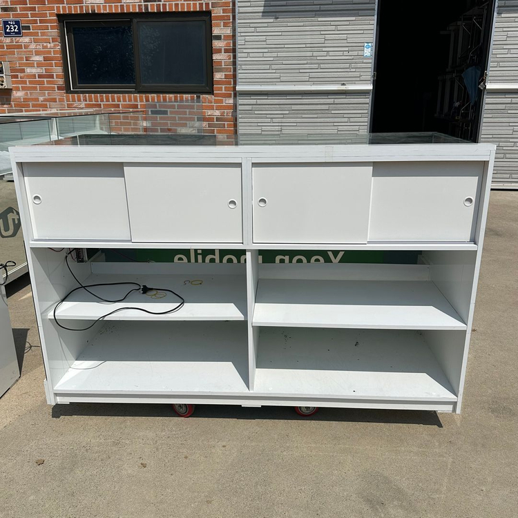 핸드폰 휴대폰 쇼케이스 진열장 메탈 진열대 인포데스크 세트 이미지