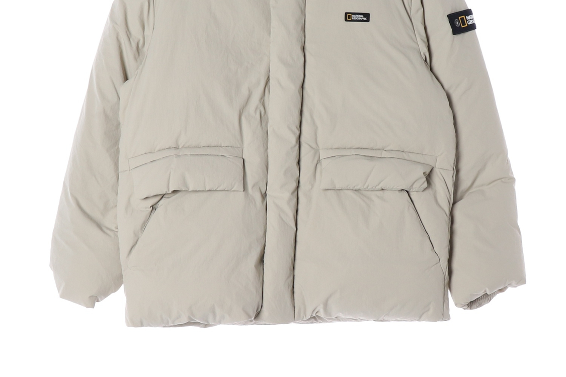 (새상품)내셔널지오그래픽 24FW 베이지 덕다운 숏 패딩 다운 재킷 L 이미지