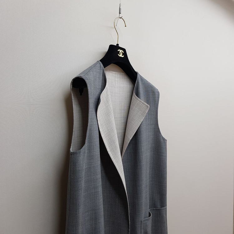 FEDELI 페델리 이탈리아 양면 리버시블 그레이 롱 베스트 it 44 이미지