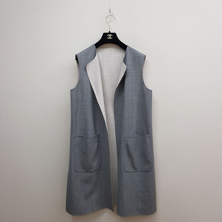 FEDELI 페델리 이탈리아 양면 리버시블 그레이 롱 베스트 it 44 이미지