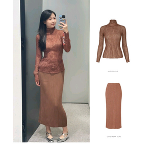 이세이미야케 해칭 스커트 &쉬폰 탑,플리츠플리즈 ~ 이미지