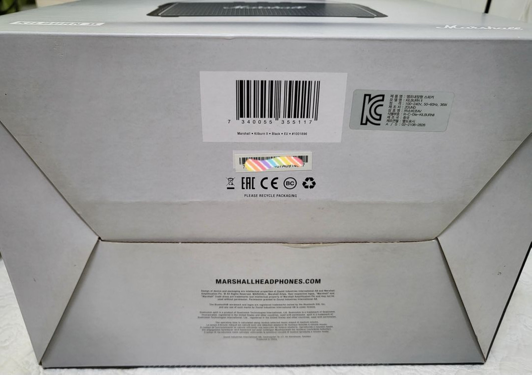 마샬 킬번2 소비코 정품 휴대용 블루투스 스피커 풀박스 이미지