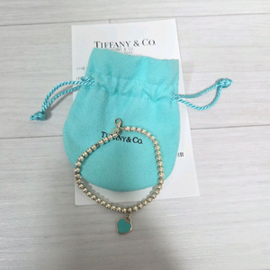 티파니 블루 하트 태그 비드 브레이슬릿, 실버, M사이즈 이미지