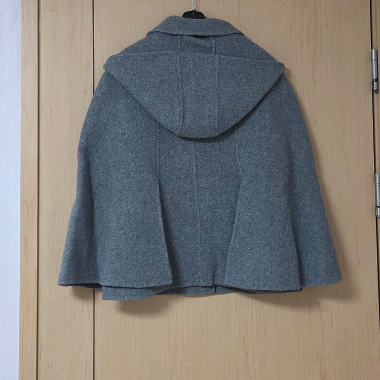 새상품) 르베인 2ND 케이프 후드 핸드메이드 코트 차콜 망토 이미지