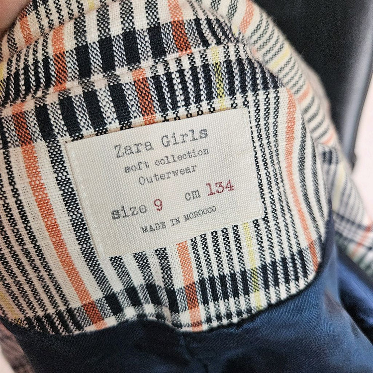 자라 걸스 여아 유아 아동 자켓 체크 코트 130 사이즈 9사이즈 반팔 긴팔 셔츠 남방 티셔츠 바지 팬츠 치마 이미지