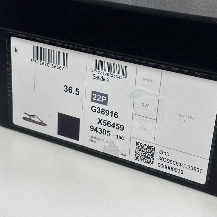 (풀구성)샤넬 퀼팅 체인 진주 장식 샌들 블랙 36.5 사이즈 이미지