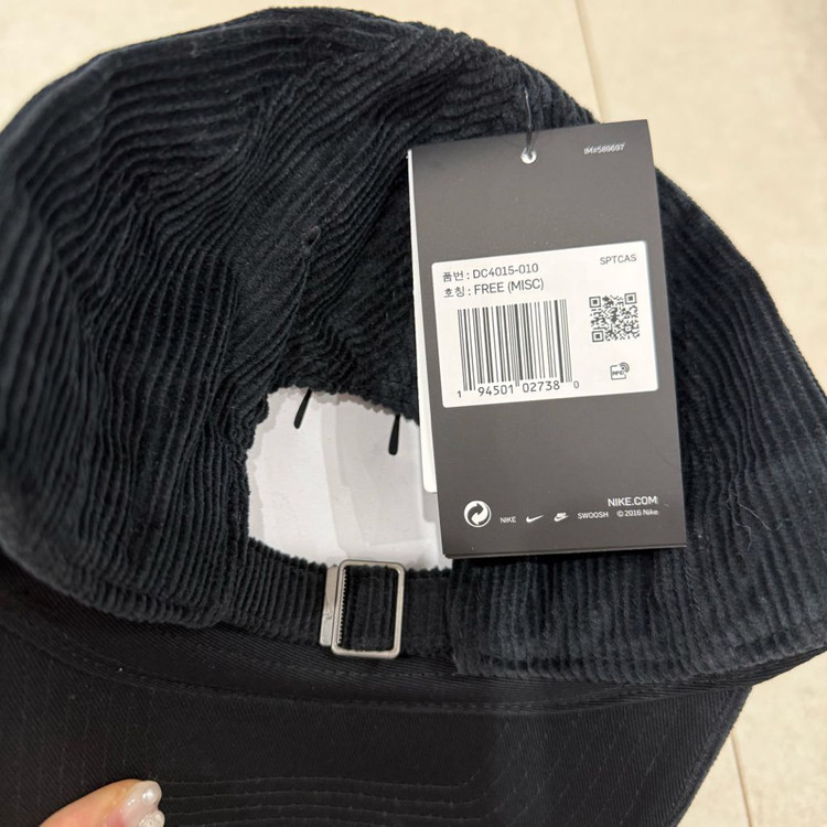 [정품][택달린미시착새상품][단종] 나이키 코듀로이 볼캡 블랙 이미지