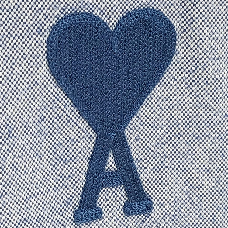 40 아미 블루 톤앤톤 빅하트 자수 셔츠 H21HC024 이미지