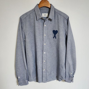 40 아미 블루 톤앤톤 빅하트 자수 셔츠 H21HC024 이미지