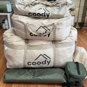 쿠디 에어텐트 10.0 베이지 + 에어타프 + 쿠디 전동펌프 + 그라운드시트 이미지